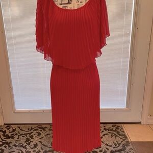 Beautiful Allen B Elegant Red Pleated Dress